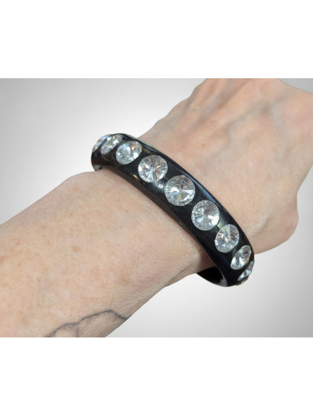 Black Bangle Bracelet Lucite Size 7.5